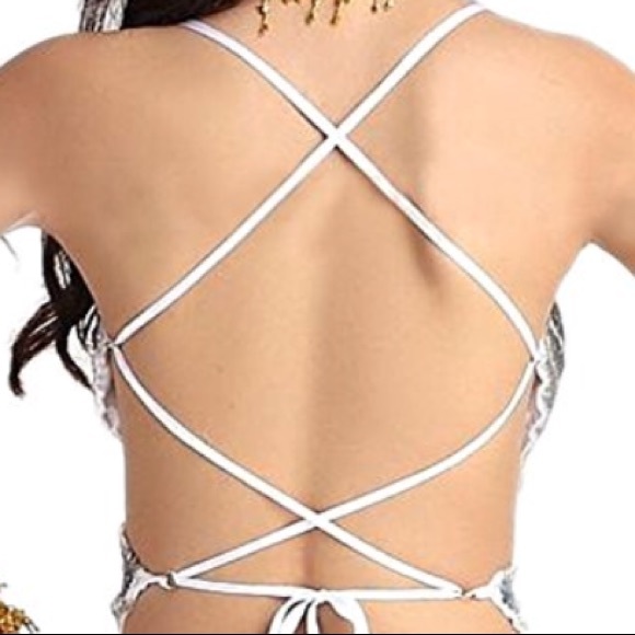 Silver butterfly metallic glitter festival top NWT - Picture 3 of 4